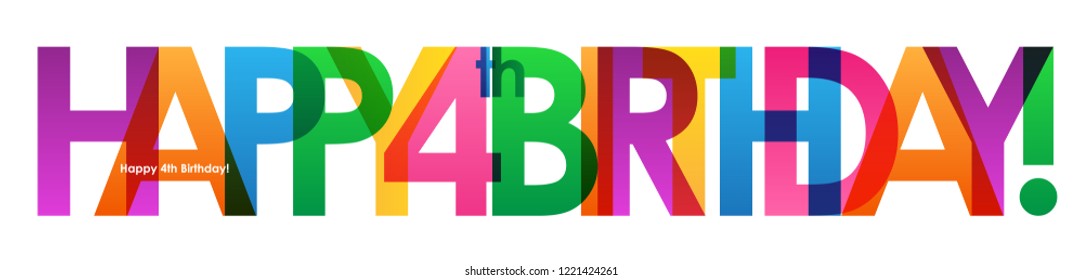 HAPPY 4th BIRTHDAY colorful letters banner