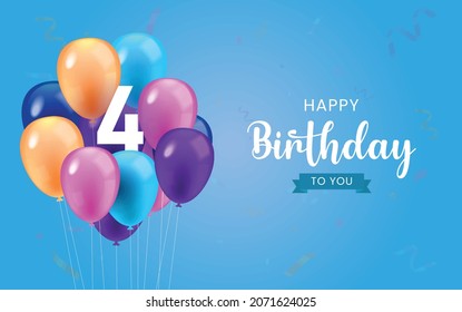 Happy 4th  birthday, Greeting card, Vector illustration design.
