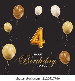 Happy 4th birthday, greeting card, vector illustration design.
