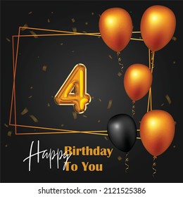 Happy 4th birthday, greeting card, vector illustration design.

