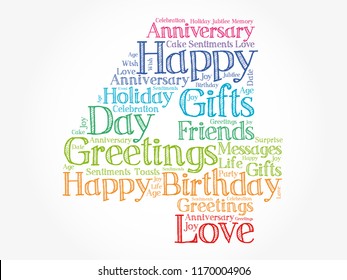 Happy 4th birthday word cloud collage concept