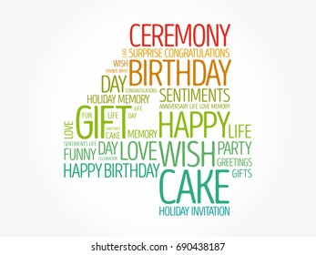Happy 4th birthday word cloud collage concept