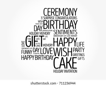 Happy 4th birthday word cloud collage concept