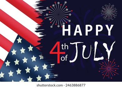Happy 4th of July 2025 with usa waving flag vector background illustration for banner, poster, social media feed, Happy Independence Day united states of America background. happy 4th of july 2025