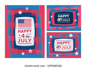 Happy 4th of July 3D abstract illustration with paper cut shapes