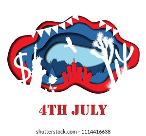 Happy 4th of July 3D abstract illustration