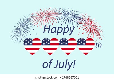 Happy 4th of July with abstract concepts of love, unity, and friendship covered with US flag