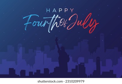 happy 4th of july america independence day landscape banner for social media post with abstract gradient blue background design2