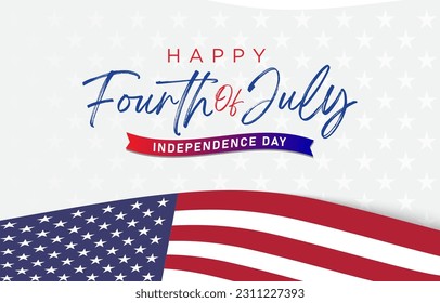 happy 4th of july america independence day landscape banner for social media post with abstract gradient white background design