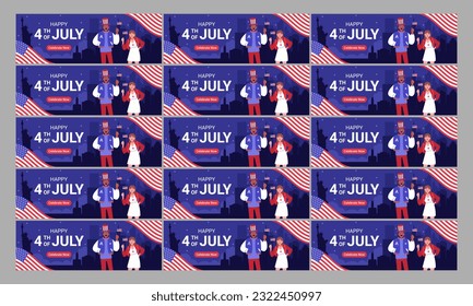 happy 4th july american banner template  vector flat design