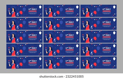 happy 4th july american banner template  vector flat design