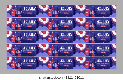 happy 4th july american banner template  vector flat design