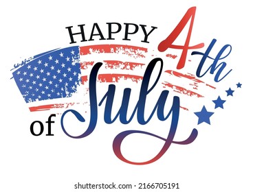 Happy 4th of July. American Independence Day greeting card, banner or poster with American flag. Vector illustration.