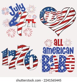 Happy 4th of July - American Independence Day t-shirt design bundle