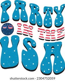 Happy 4th of July American Independence Day Patriotic Colorful Design on White Background. Funny US Flag Embedded Sublimation Graphic Template for Print on Demand Business and Printing Industry