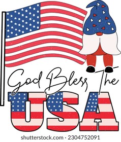 Happy 4th of July American Independence Day Patriotic Colorful Design on White Background. Funny US Flag Embedded Sublimation Graphic Template for Print on Demand Business and Printing Industry