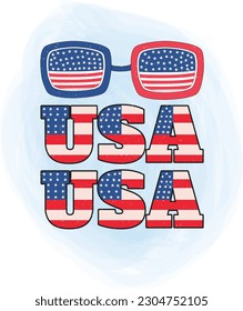 Happy 4th of July American Independence Day Patriotic Colorful Design on White Background. Funny US Flag Embedded Sublimation Graphic Template for Print on Demand Business and Printing Industry