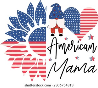 Happy 4th of July American Independence Day Patriotic Colorful Design on White Background. Funny US Flag Embedded Sublimation Graphic Template for Print on Demand Business and Printing Industry