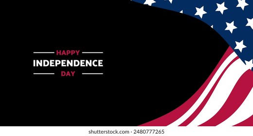 happy 4th of july american independence day banner. design a free copy space area with flag decoration.