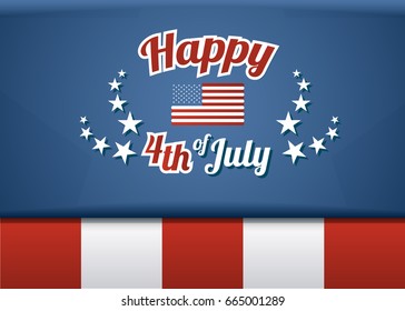 Happy 4th of July, American Independence Day. Vector template background for greeting cards, posters, leaflets, brochures, digital wallpapers etc.