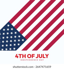 Happy 4th of July background banner poster and card design. American freedom celebration design with the USA Flag and typography. eps vector illustration badge elements. 