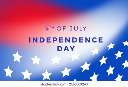 Alles Gute zum 4. Juli Hintergrund. USA Unabhängigkeitstag. Abstrakter Hintergrund mit Elementen der amerikanischen Flagge in Rot- und Blautönen und Weißen Sternen. Vorlage für Holiday Banner, Einladung, Flyer, etc.