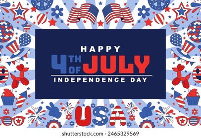 Happy 4th of july background. vector illustration