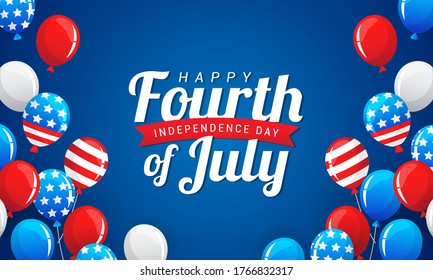 Happy 4th of July balloons background vector illustration.