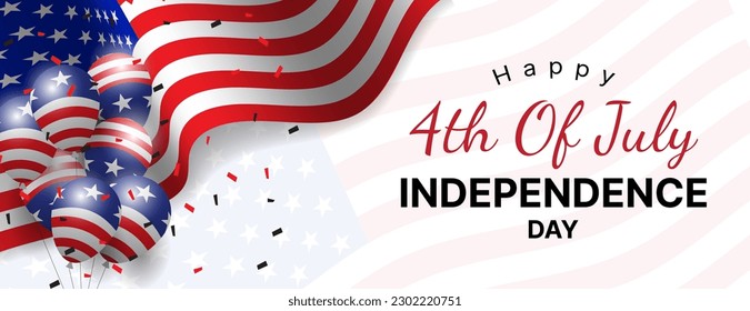 happy 4th of july banner design with american flag decoration. independence day vector illustration