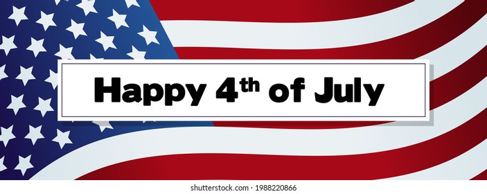 Happy 4th of July Banner on USA flag vector illustration.	