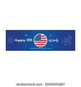 Happy 4th of July banner, USA flag, 4th July text fully editable vector template	
