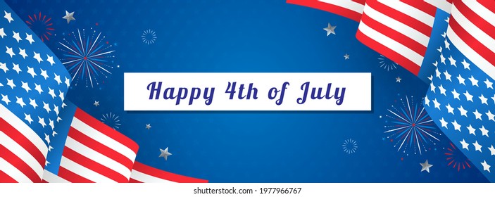 Happy 4th of July Banner Vector illustration. USA flag waving on star pattern background
