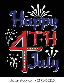 HAPPY 4TH JULY BASIC TYPOGRAPHY T-SHIRT DESIGN