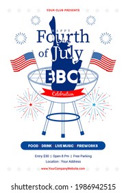 Happy 4th of July BBQ Celebration Poster templates Vector illustration. USA Independence day party. Flyer design
