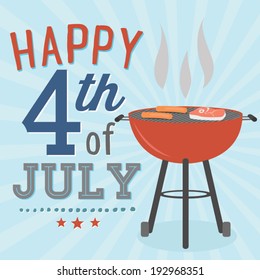 Happy 4th Of July BBQ Grill Cookout Vector