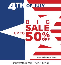 happy 4th of july big sale discount poster flyer social media post design