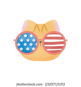 Happy 4th of July cat vector Illustration 