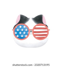 Happy 4th of July cat vector Illustration 