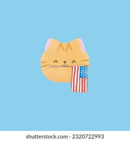 Happy 4th of July cat vector Illustration 