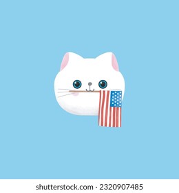 Happy 4th of July cat vector Illustration 