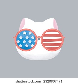 Happy 4th of July cat vector Illustration 