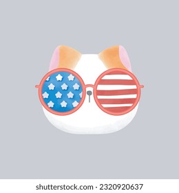 Happy 4th of July cat vector Illustration 