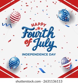 happy 4th of july celebrate usa independence day banner with flag and ballon background