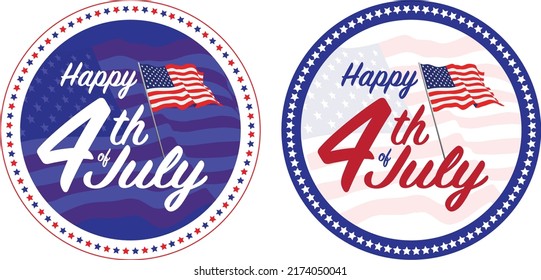 Happy 4th of July in circle shapes