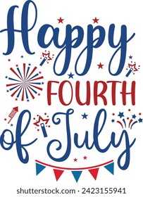 Happy 4th Of July Clip art Commercial use , Instant Download , Silhouette , Fourth of July Independence Day svg