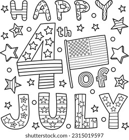 Happy 4th of July Coloring Page for Kids