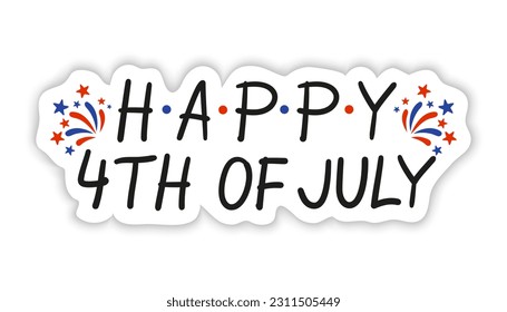 Happy 4th of July concept. Independence Day Fourth of July patriotic banner, greeting card, poster. American national holiday, minimalistic vector.