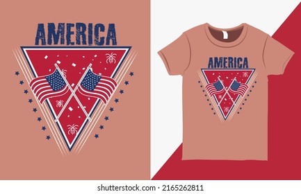 Happy 4th of July Design Template for Mug, Sticker, Poster, Banner, T-shirt Design. USA Independent Day Clipart With Flag