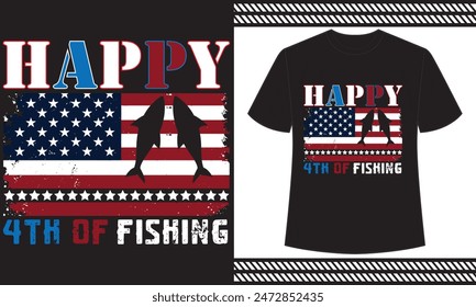 happy 4th of july fishing t shirt design