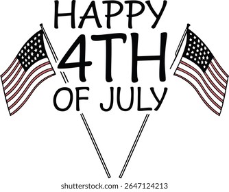 Happy 4th of July Flags and Stars Patriotic Graphic Art